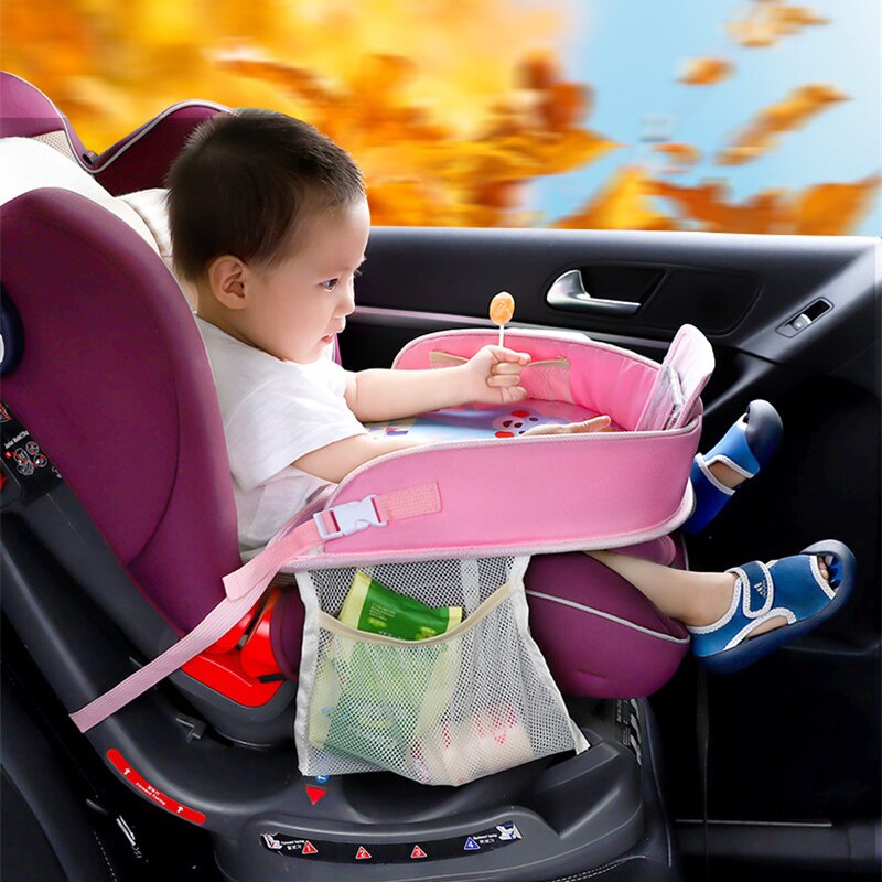 Baby Kinderen Tafel Voor Auto Kinderwagen Houder Voedsel Bureau Waterdichte Kind Tafel Autostoel Lade Opslag Kinderen Speelgoed tafel