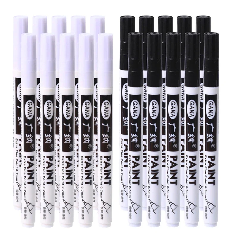 Rotulador permanente 4 unids/set bolígrafo de pintura aceitosa blanca para pintura rupestre piedra cerámica vidrio madera neumático tela Metal pintura acrílica 0,7mm