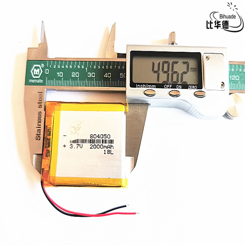 Hochwertiger lithium-ionen-akku (3.7v,2000 1 804050 polymer) für modellflugzeuge, gps-geräte, ,mp3,mp4, und lautsprecher.