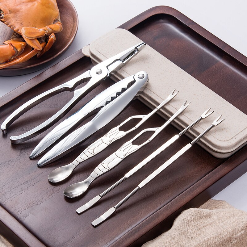 Meeresfrüchte Werkzeug Sets Edelstahl Krabben Cracker Picks Löffel Set Hummer Clamp Zangen Linie Cutter Clip Küche Werkzeuge Zubehör