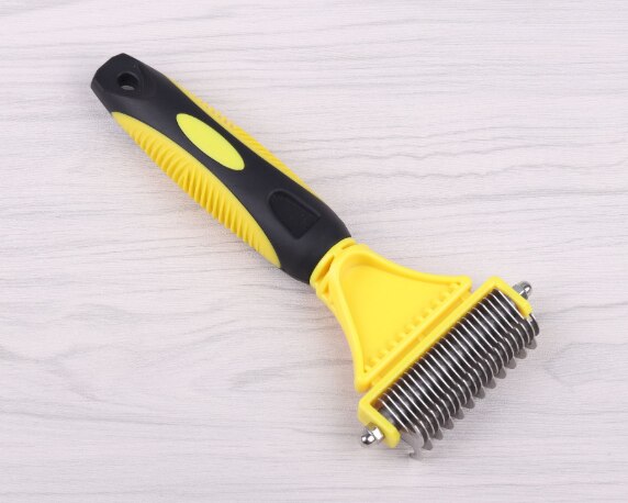 Pecchi Pet Hair Brush Hond Dematting Kam Grooming 2 Zijdig Professionele Ondervacht Hark Voor Matten En Klitten Verwijderen Kat: Yellow