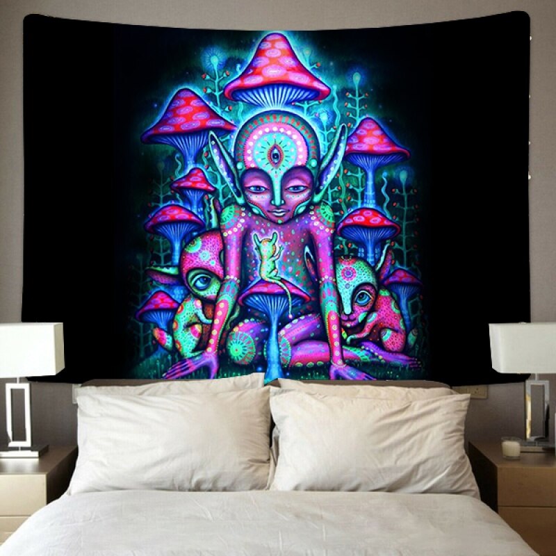 3d Print Trippy Paddestoel Tapestry Hippipe Kleurrijke Art Muur Opknoping Wandtapijten (95*73Cm/150*100cm/150*130Cm/200*150Cm)