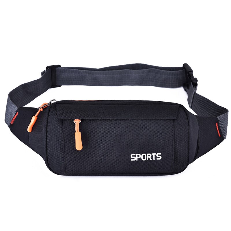 Riñonera impermeable para correr para mujer, soporte para teléfono móvil, bolsa de viaje para gimnasio y Fitness, bolsos de pecho con cinturón: Negro