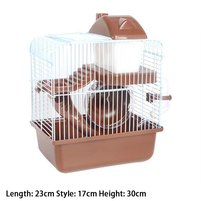 Cage métallique en forme de Villa à Double étage avec bol d&#39;alimentation, jouet de patinage à roulettes, petit château, Cage Hamster à Double étage: B-2