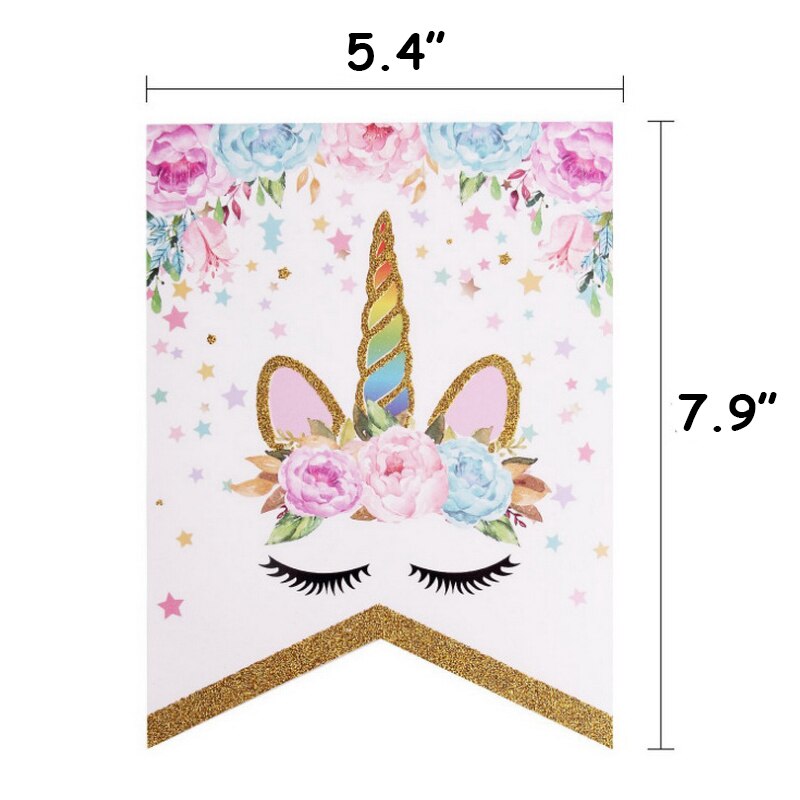 Enhjørning gylden bokstav bursdagsfest banner fiskehale banner eventyr tema låve bursdagsdekorasjoner enhjørning hus des: Stor størrelse