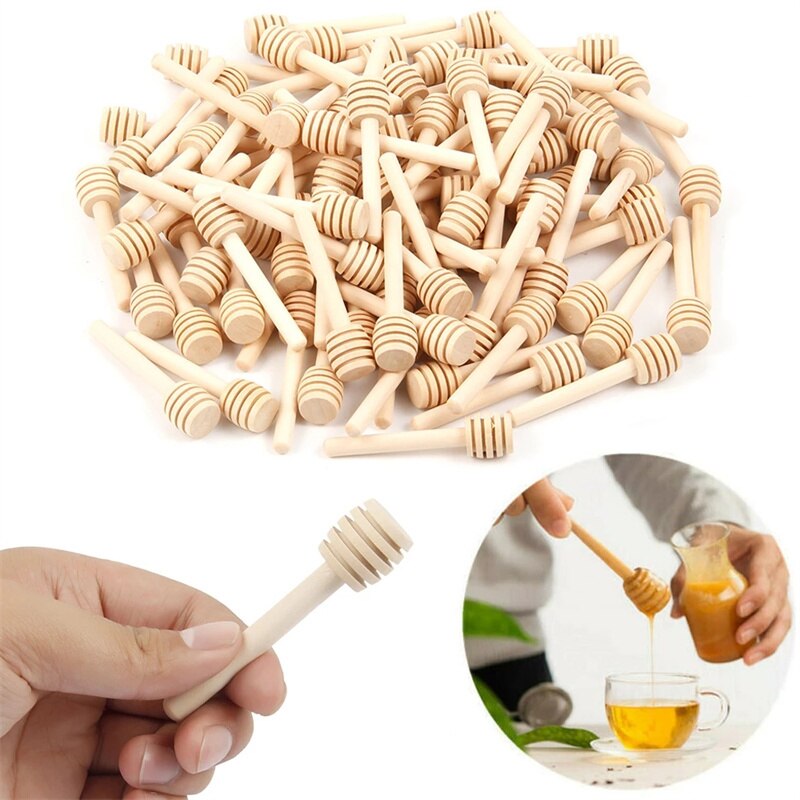 Mini cuchara para miel ecológica, servidor de mezcla de madera para jarras, herramienta de goteo 100, 10/50/70% Uds.