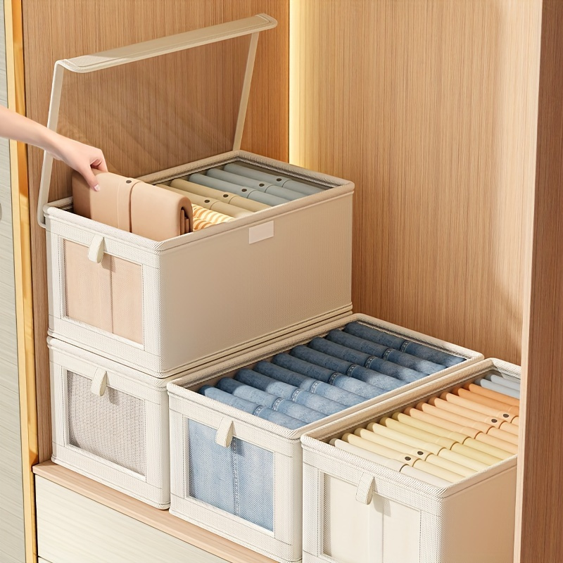 Grande boîte de rangement en toile pliable avec fenêtre transparente – Organiser et ranger les vêtements, gain de place, organisateur de placard à domicile