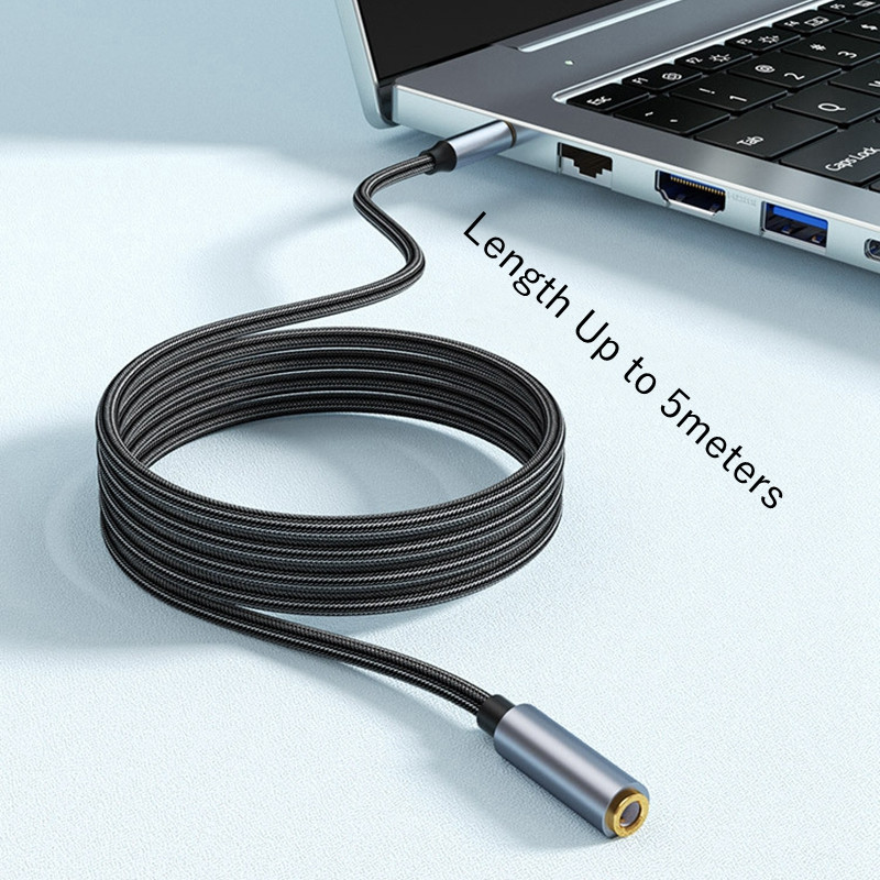 Cavo di prolunga Audio Aux Jack da 3,5 mm maschio a femmina con manicotto 4 poli con microfono stereo per cuffie per PC, microfono per altoparlante per auto