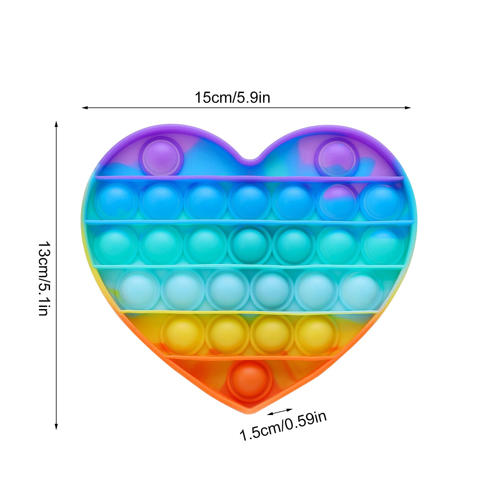 Rainbow Popit Peach Heart Squeeze Bubble giocattoli sensoriali giocattoli educativi per bambini adulti giocattoli di decompressione giocattoli di pensiero logico