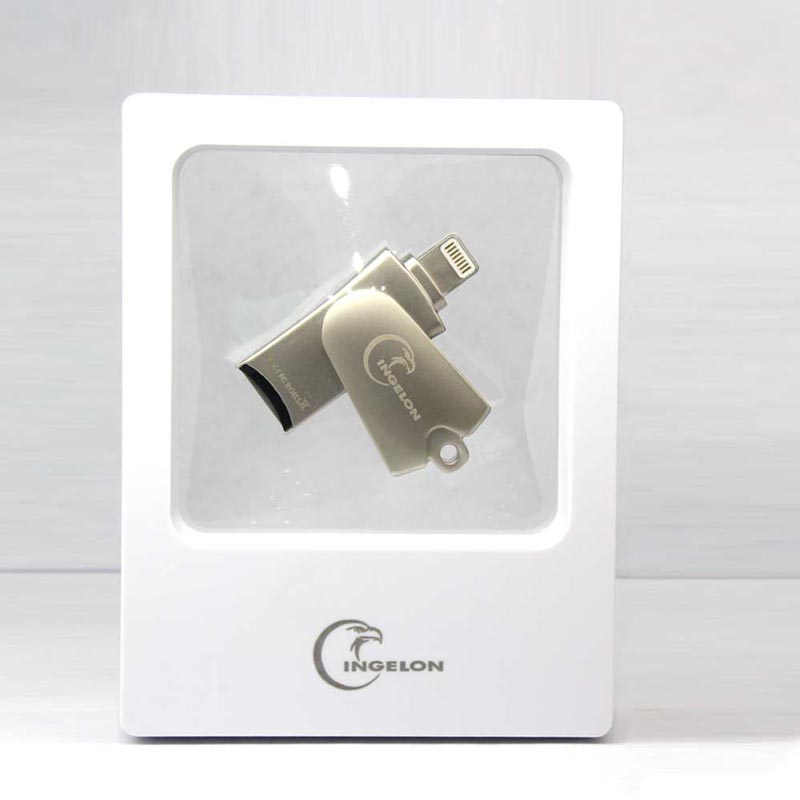Ingelon – lecteur de carte mémoire Micro SD en métal, 2 en 1, pivotant, pour iPhone X/8/7/7 Plus/6/6s/5/SE/ipad