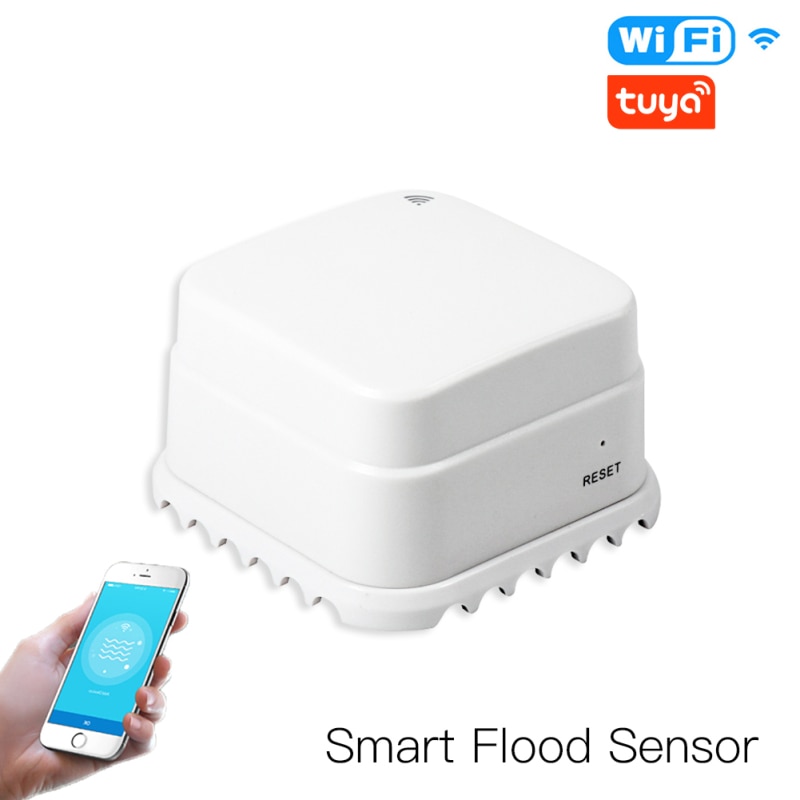 WiFi Smart Flood Sensor Water Leakage Detector Flood Overflow Alert Security Alarm Tuya/Smart Life App Remote Control smart home