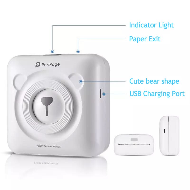 Peripage Portable Pocket Mini Photo Thermal Printer Wireless Sticker Printing Machine Free APP Support Multi-Language For Phone