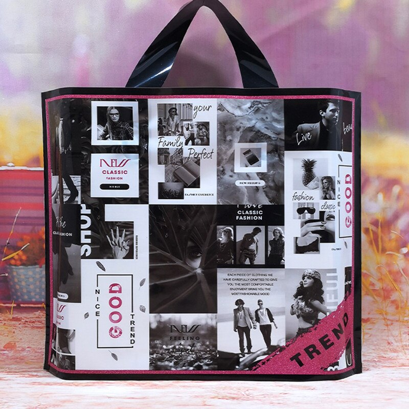 10 Stks/partij Dikke Boutique Kleding Verpakking Dikke Plastic Boodschappentassen Plastic Tas Met Handvat Draagtas: Magazine style