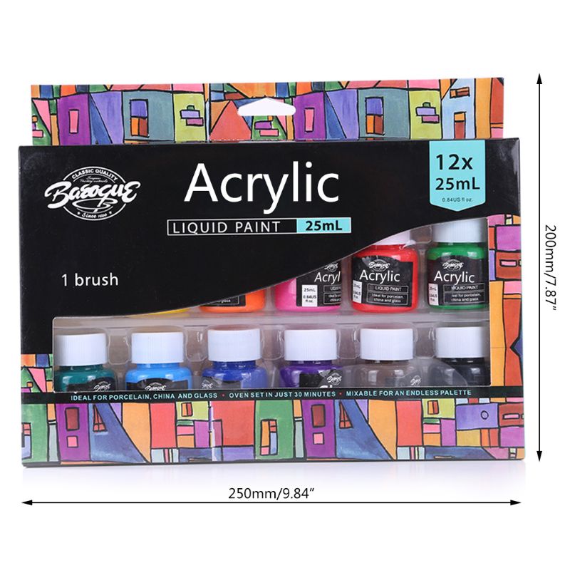 12 x 25ml Heavy Body Colors Rich Pigments Acrylic Paint Set for Painting Crafts