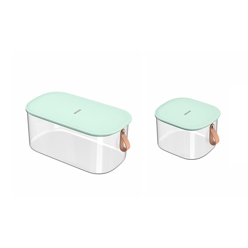 ECOCO Refrigerator Food Storage Containers with Lids Transparent Large Capacity Plastic Seal Tank Separate Vegetable Fresh Box: 2pcs  green