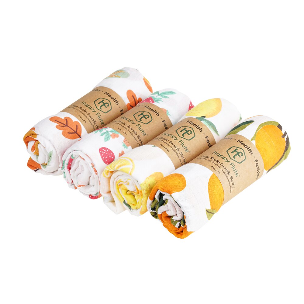 Happyflute 4 Stuks/set Mousseline Baby Inbakeren Dekens Voor Jongens En Meisjes Unisex 100% Premium Mousseline Katoenen Baby Deken 120*120Cm: Dark  Series