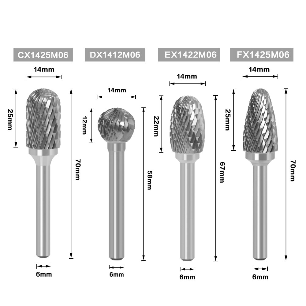 6MM Metal Drawing Tungsten Carbide Milling Cutter Rotary Tool Burr CNC Engraving Abrasive Tools Metalworking Milling Polishing: 4pcs X(CDEF14)