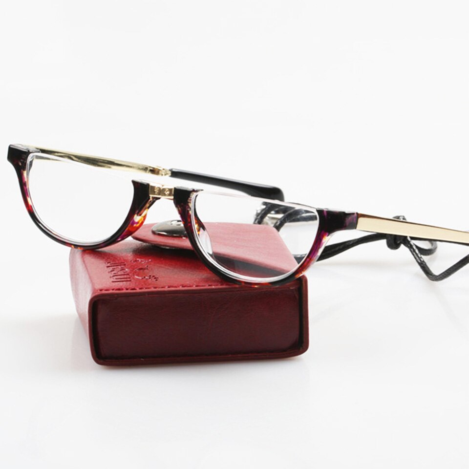 Titanium Magnetic Foldable Reading Glasses Half frame Lens Unsiex Retro Folding Presbyopia Glasses With Case+1.00+1.50+2.00