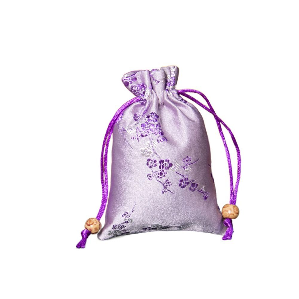 Satijnen Opbergtas Mode Bloem Geborduurd Vrouwen Sachet Trekkoord Snoepzak Sieraden Verpakking Tas Dames: Goud