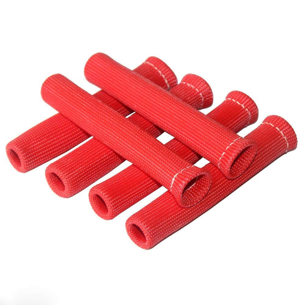 8PCS Black Red 1200° Spark Plug Wire Boots Heat Shield Protector Sleeve SBC BBC 350 454: Red