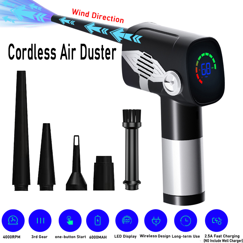 Air Blower for PC Wireless Strong Air Duster Led Digital Display Computer Laptop Car Keyboard Keycaps Window Dust Cleaner: Default Title
