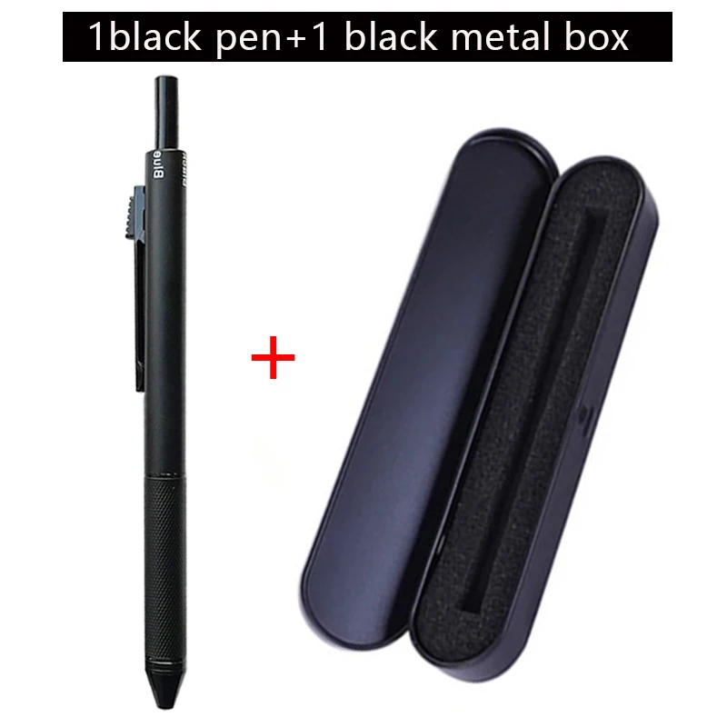 Gravity Sensor 4 In 1 Multicolor Gel Pen Set 0.5mm Black Blue Red Ink Ball Pen and 1 Pencil Lead School Office Stationery: black