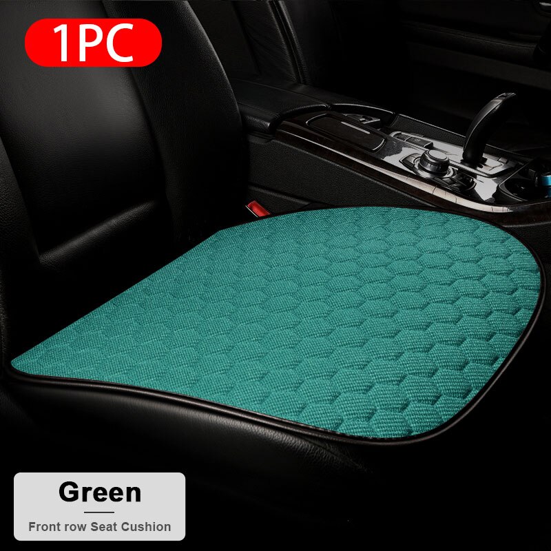 Vlas Auto Stoelhoezen Set Ademend Linnen Mildewproof Zitkussens Universele Transpiratie Protector Mat Auto Interieur Accessoires: Front Green 1pc