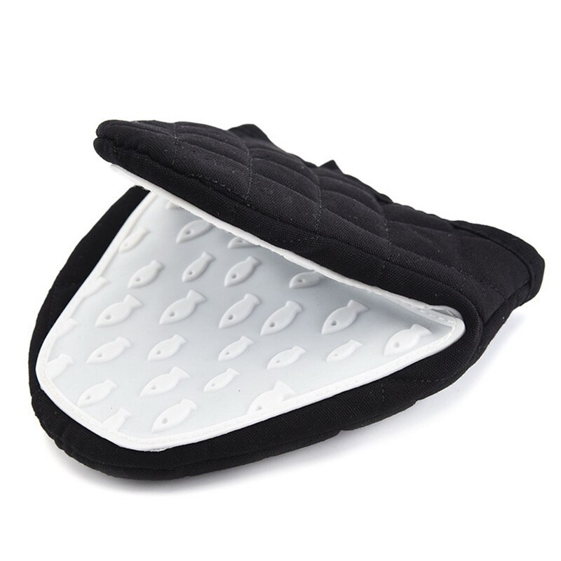 Gants de cuisine en Silicone Anti-brûlure, mitaines, maniques, plateau, plat, bol, pince à main, outils de cuisine: Black