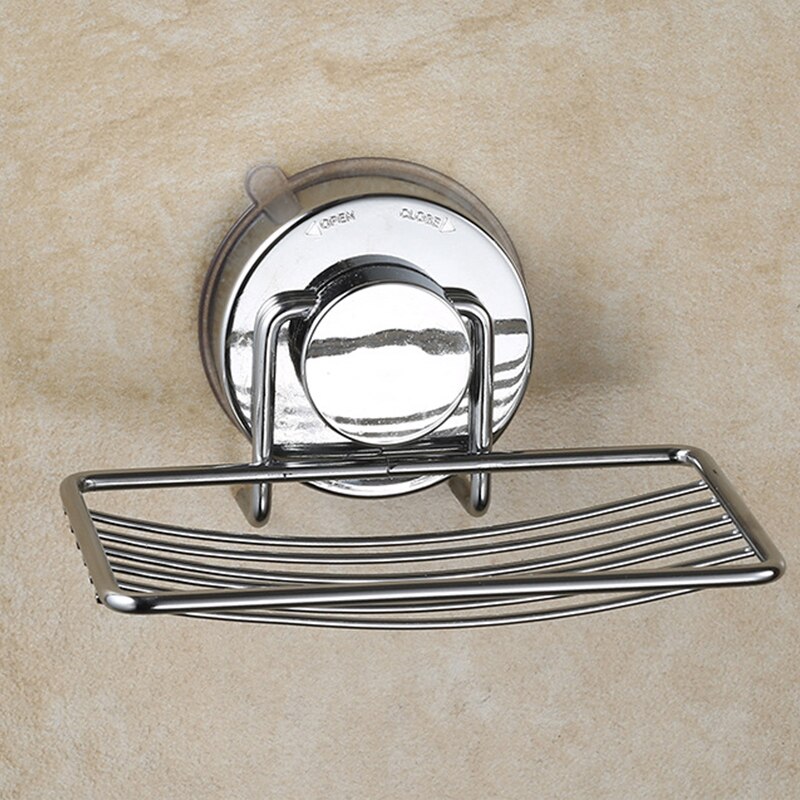 Stainless Steel Sucker Organizer Shelf Kitchen Sundries Wall Vacuum Suction Storage Basket Bathroom Soap Towel Holder