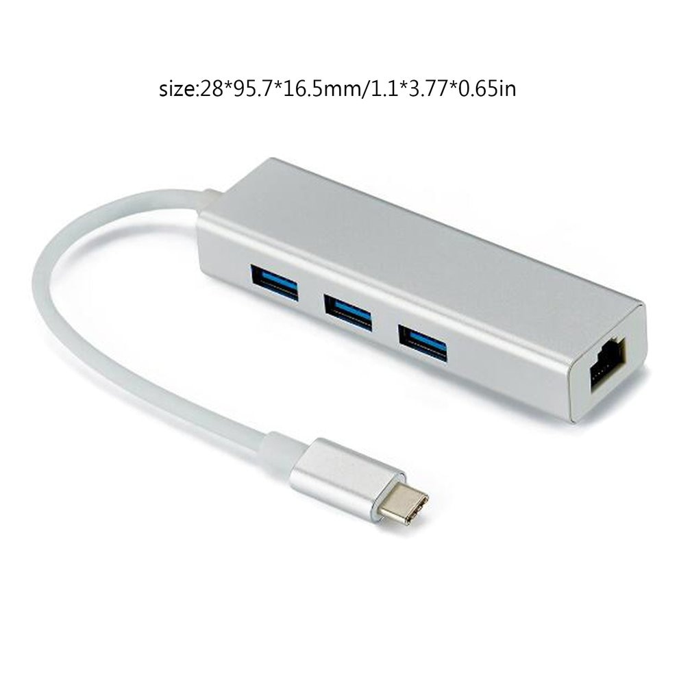 USB 3.1 USB-C Type C 10/100Mbps Gigabit Ethernet Rj45 Lan Adapter with 3 USB 3.0 Network Card for MacBook