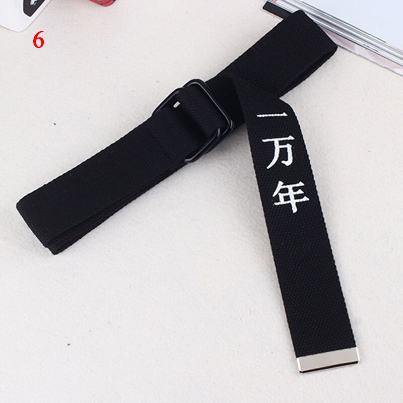 Jeans Waist Belts Canvas Chinese Letter Print Unisex corset Belt Personality Waistband Wide Belt Ring Buckle Harajuke Waistbelt: 6