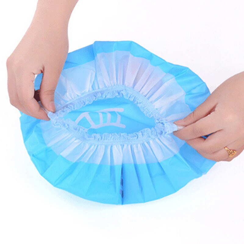 PVC Waterproof Shower Caps Eco-friendly Cartoon Lovely Elastic Band Hat Bath Cap Bathroom Supplies Shower Cap