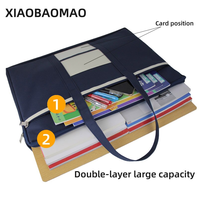 A3 Document Bag Large Capacity Double Layer Zip Storage Bags file bag Filing Products Pocket Folder Office School Supplies