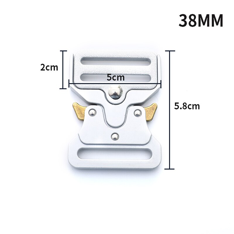 26/33/38/45mm Quick Side Release Metal Strap Buckles Webbing Bags Luggage DIY Luggage Clothes Clip Buckles Quick Release Buckle: Silver-38mm