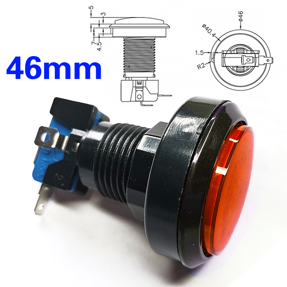 1 Stück 46 mm Druckknopf rund Momentanbeleuchtung beleuchtet LED Spiel Umschalter für Arkade Klaue Verkauf Maschine Flipper Teile: verrotten