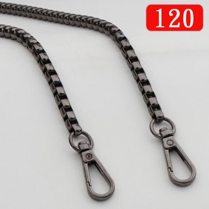 Metal Chain For Shoulder Bags Handbag Buckle Handle DIY Belt For Bag Strap Accessories Hardware Double Woven Iron Purse Chain: gunemtal 120 cm