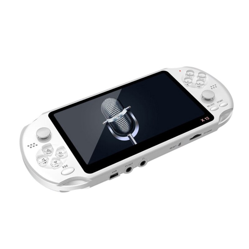 Consola portátil de 5,1 pulgadas con doble Joystick, con cámara precargada reproductor multimedia, compatibilidad con salida de TV de juegos clásicos: Blanco