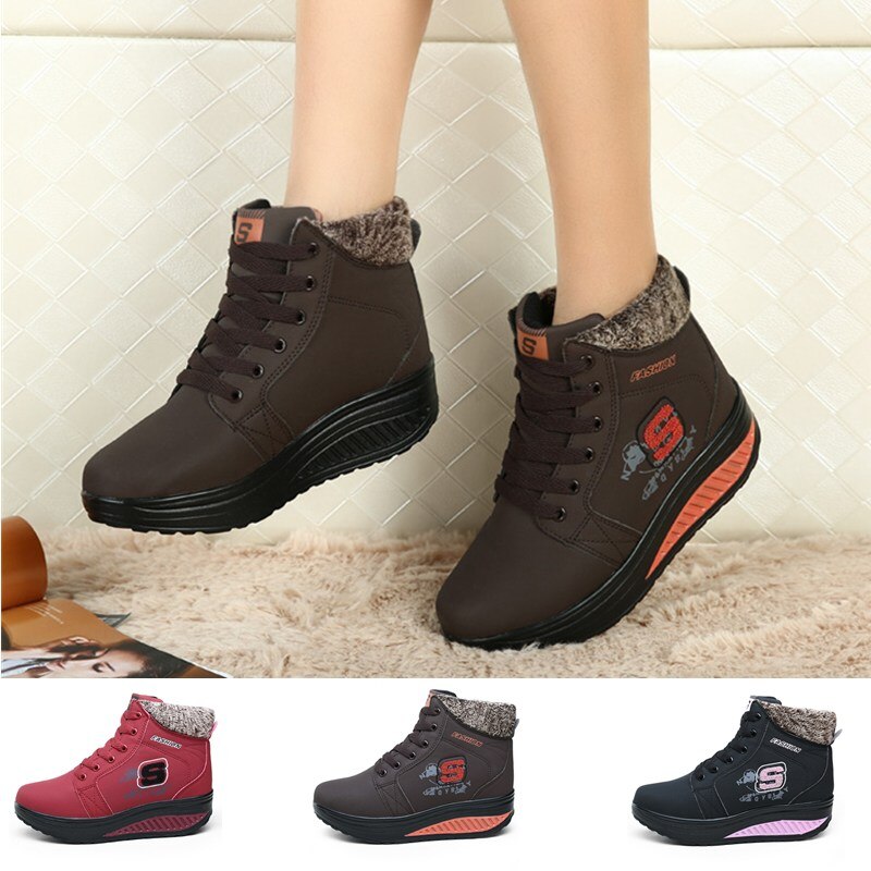 Vrouwen Winter Sneakers Comfortabele Zachte Wandelschoenen Plus Fluwelen Outdoor Warme Schudden Schoenen Dikke Slijtvaste