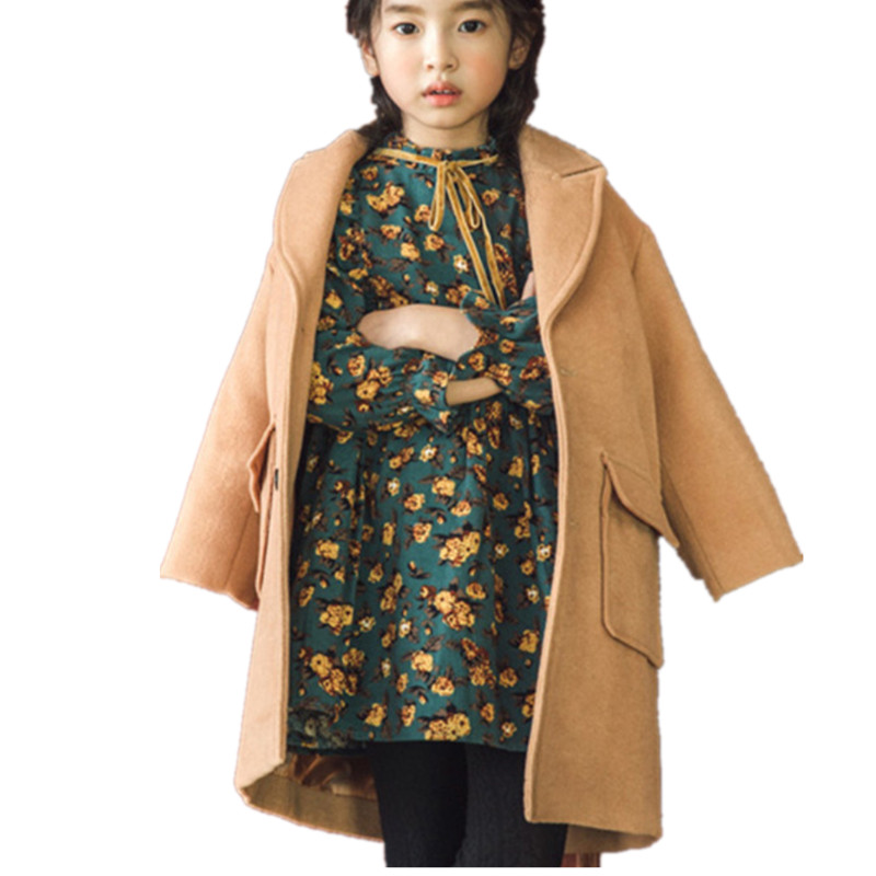 Outono inverno meninas casaco de lã moda alta qualidade casaco de lã para meninas crianças outerwear jaqueta de lã