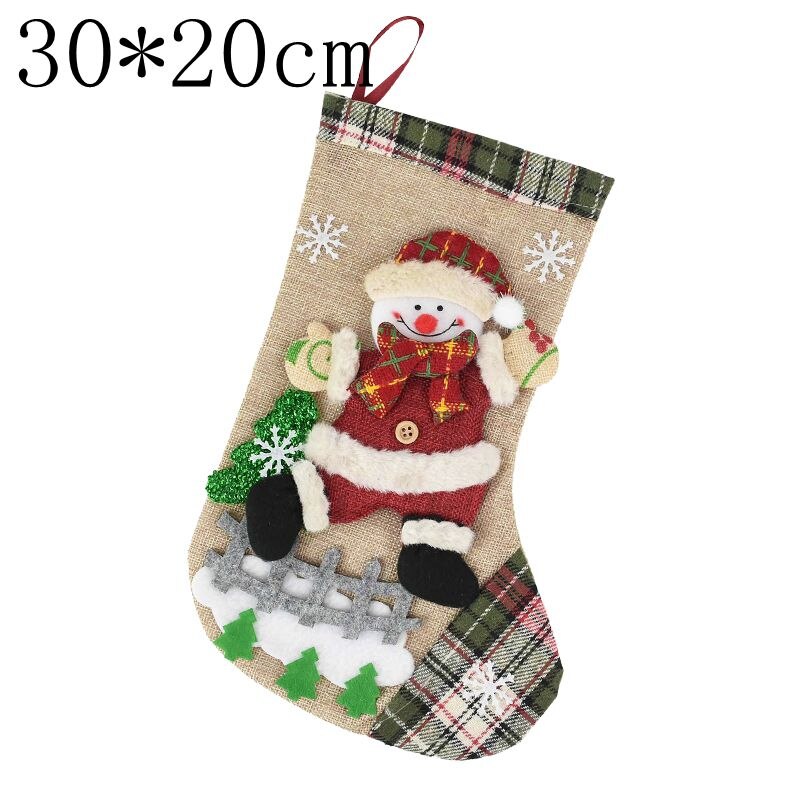 Kerst Cadeau Zakken Kerst Kous Kerstboom Ornamenten Voor Thuis Nieuwjaar Sokken Noel Natal Navidad Decoratie Kids: 30x20cm B04