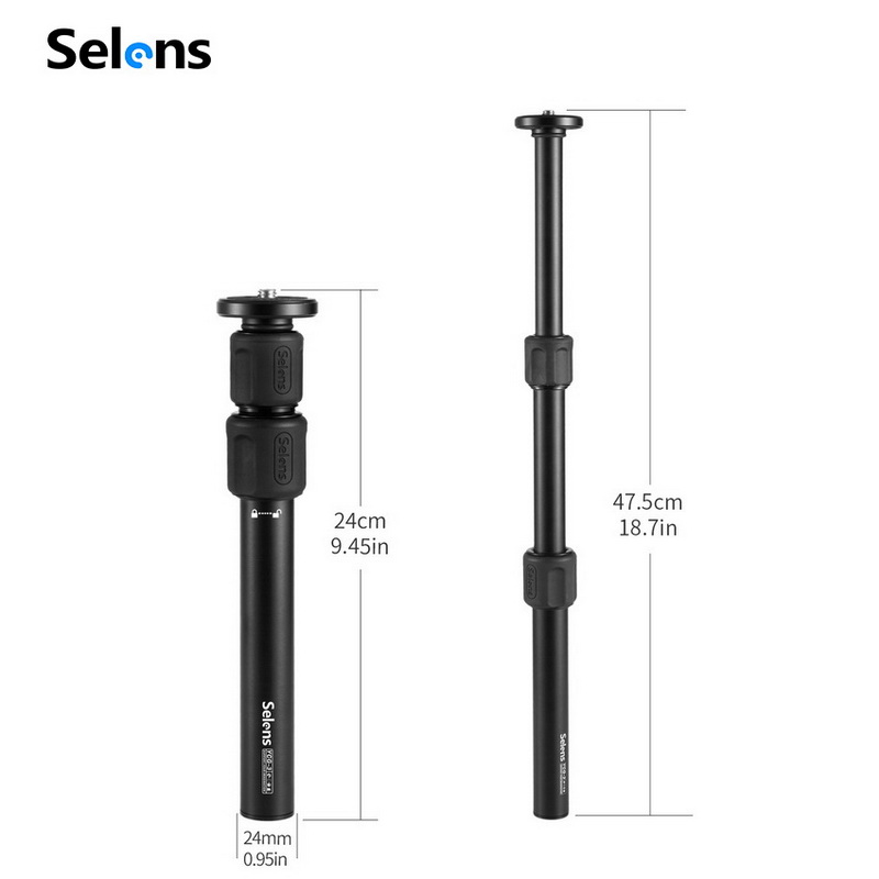 Selens Statief Monopod Extension Tube 3-Secties Voor Feiyu Zhiyun Stabilizer Camera Cannon Dslr Sony Nikon Telefoon Statief