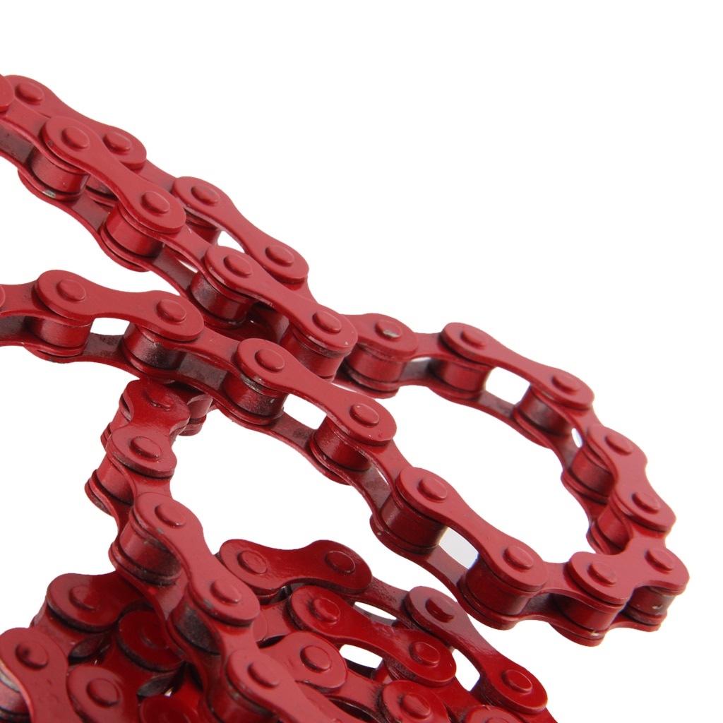 High Strength Steel Magic Button Chain Bike Chain Fixed Gear Track BMX Single Speed Chains 1/2' X 1/8' Red