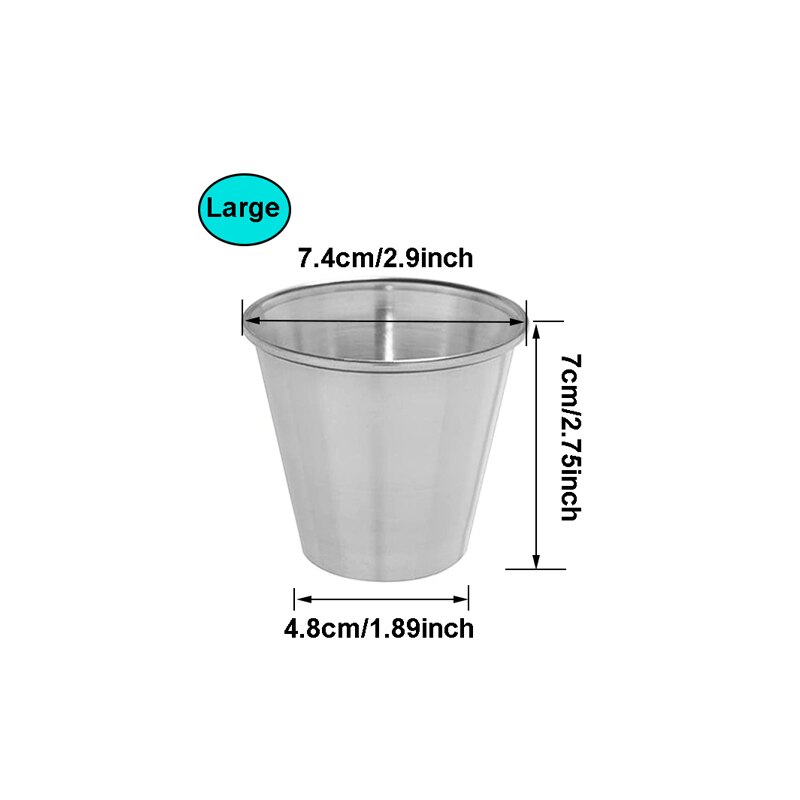 12Pcs Small Sauce Cups, Stainless Steel Ramekin Dipping Sauce Cup, Commercial Grade Individual Round Condiment Cups: Large