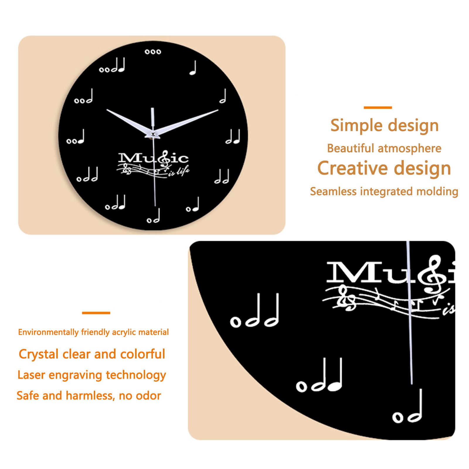 @ Musical Wall Clock 12-inch Mute Decorative Clock Bedroom Living Room Clocks Wall Art Home Decoration Classical Timers