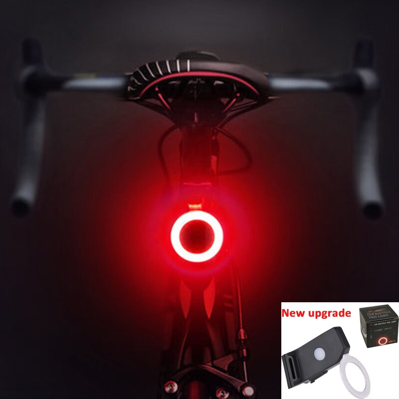 Cykel lys usb genopladeligt cykel lys led lampe lommelygte hale bageste cykellys til mtb sadelpind cykeltilbehør: Ringform