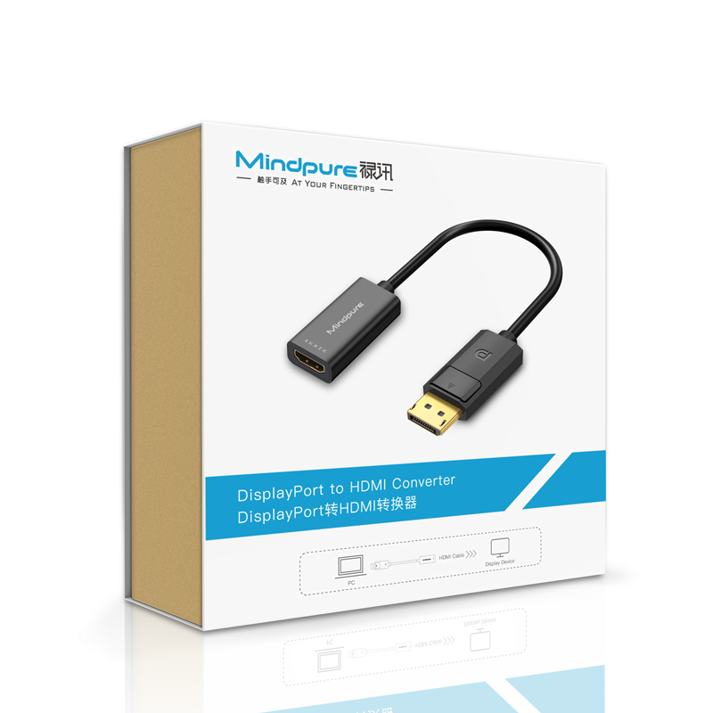 Mindpure 4K Displayport DP to HDMI Adapter 1080P For Desktop PC Laptop Projector Displayport to HDMI Video Audio Cable Converter