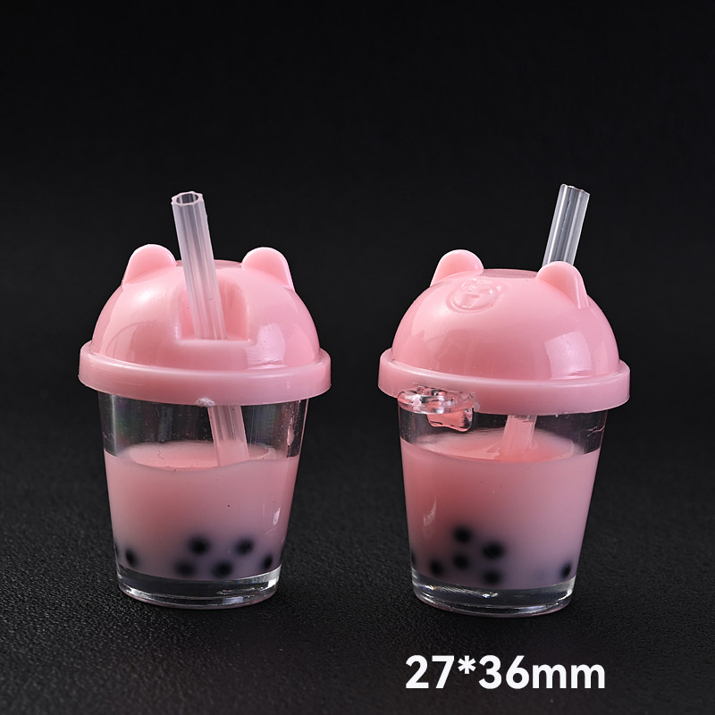 10Pcs Cute Colorful Milk Tea Milkshake Bottle Straw Acrylic Charms Drinks Beverage Pendant for Jewelry Making Necklace