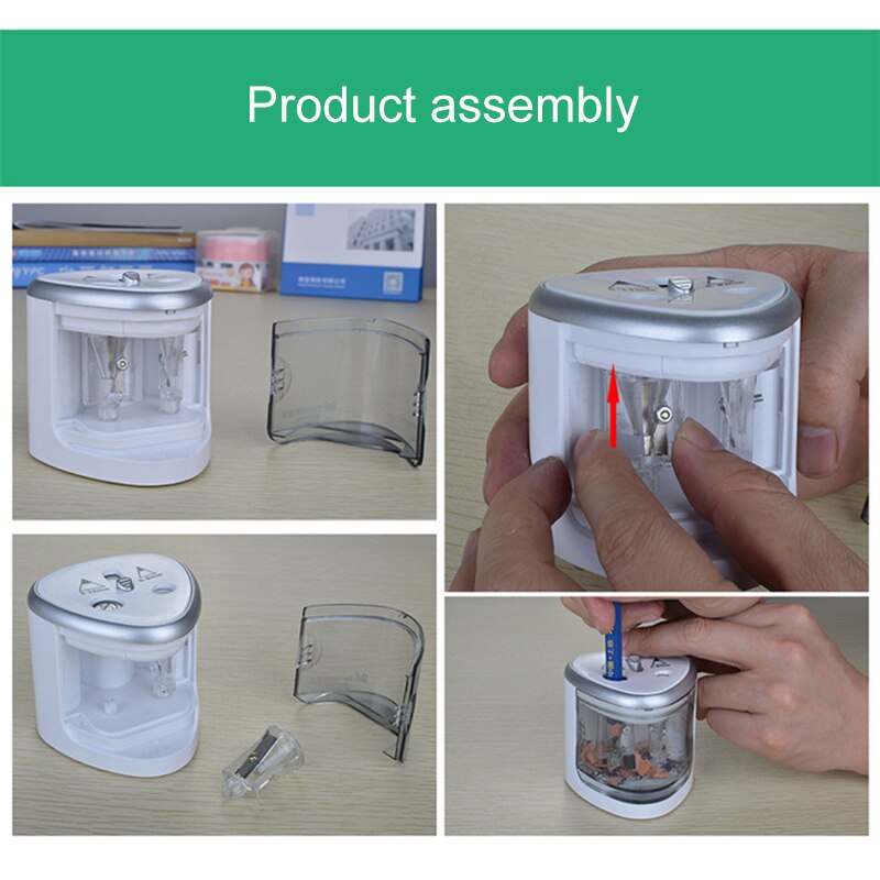 Electric Pencil Sharpener Portable Double Hole for Student Classroom Home Office SMR88