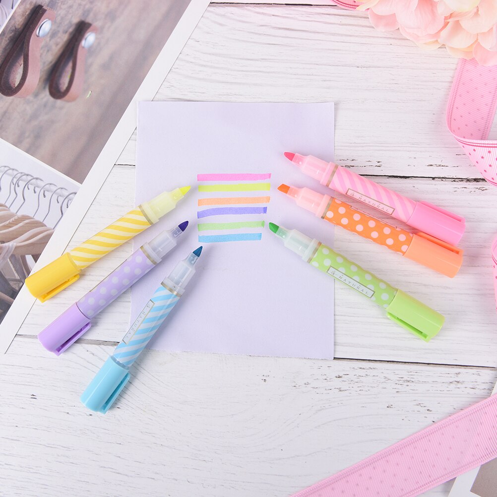 6 stks/partij mooie mini markeerstift pennen 6 kleuren/pack Kawaii pen Office supply & Briefpapier