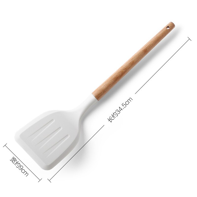Silicone Kitchen Cooking Tools Set Cook Utensils Kits Non-stick Cookware Wooden Handle Kitchenware Spatula Shovel Baking Gadgets: 1pc Spatula